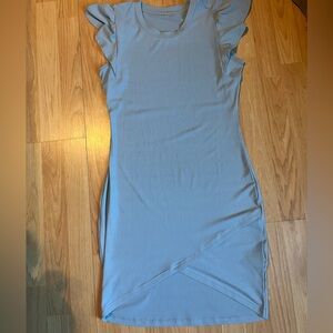 SHEIN Light Blue Ruffle Sleeve Mini Dress